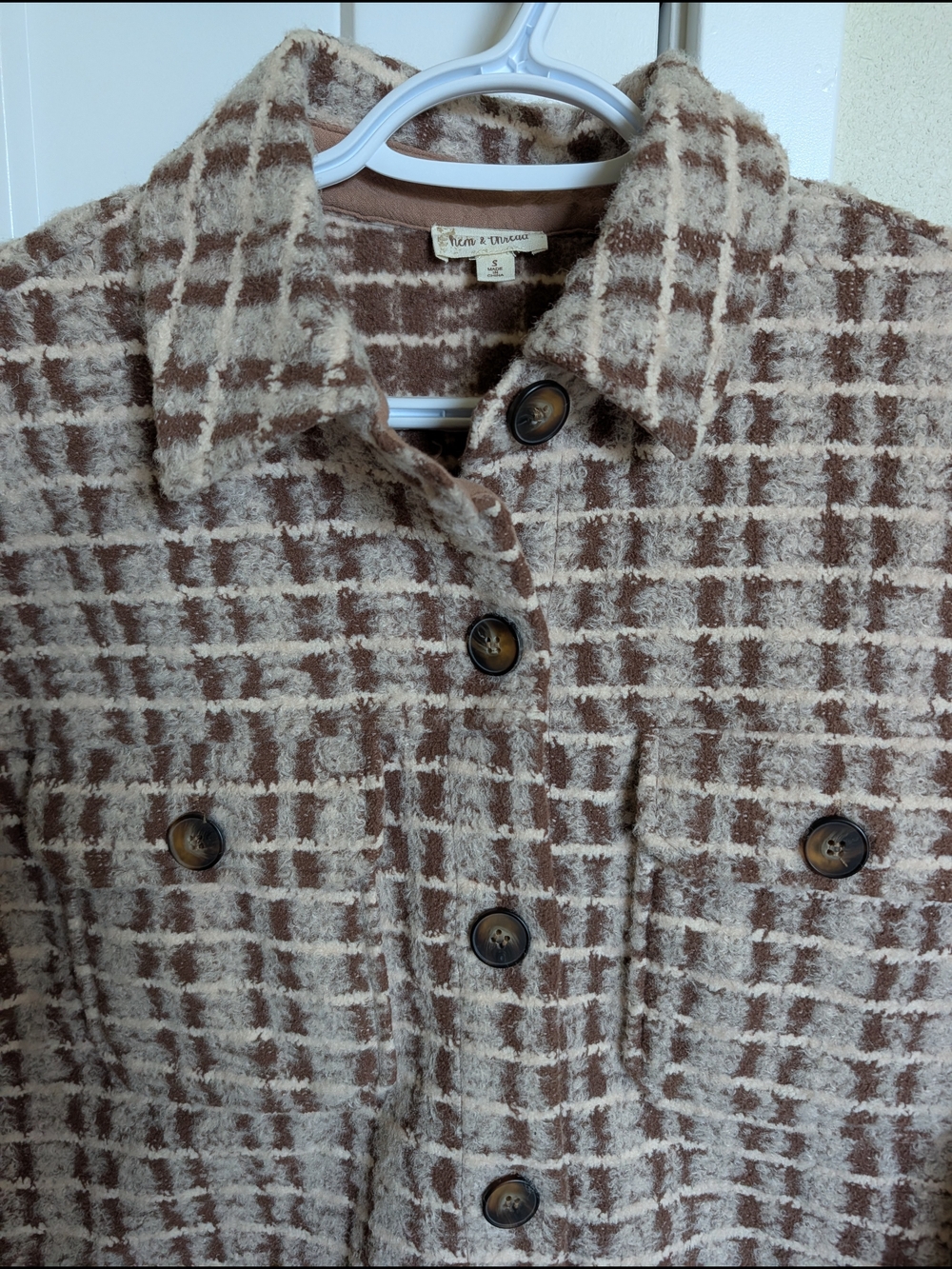 Plaid Button-Up Tweed Shacket - Picture 5 of 6